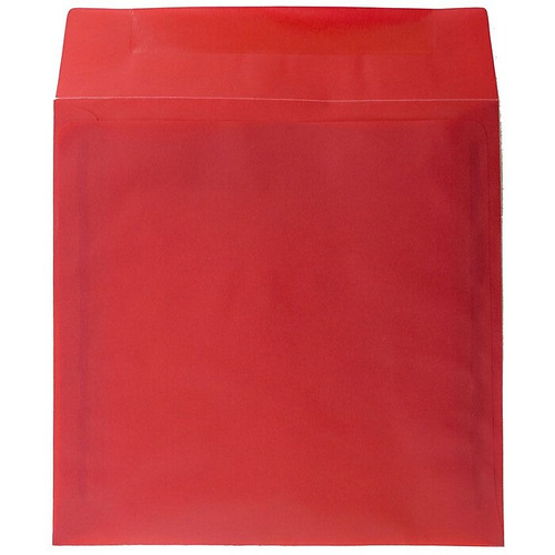 JAM Paper 8.5 x 8.5 Square Translucent Vellum Invitation Envelopes, Primary Red, 25/Pack (1592165)