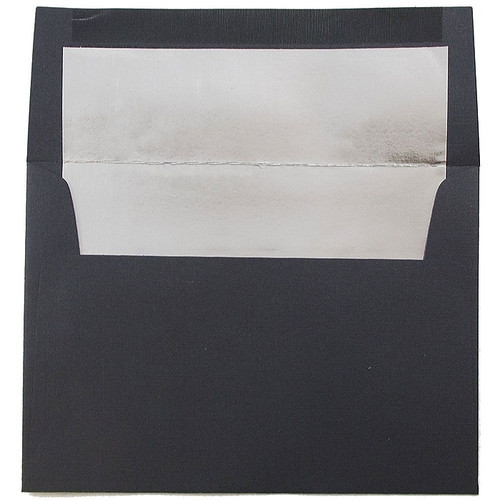 JAM Paper A8 Foil Lined Invitation Envelopes, 5.5 x 8.125, Black Linen with Silver Foil, 50/Pack (3243683I)