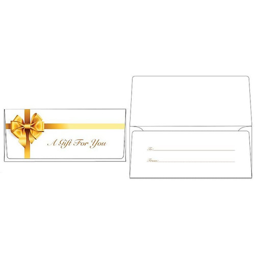 LUX Square Flap Open End Currency Envelope, 2 7/8" x 6 1/2", Gold Bow, 1000/Box (CUR-99-1000)