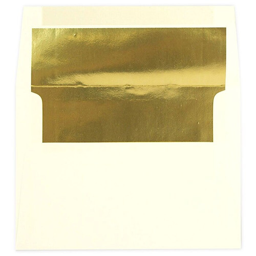JAM Paper A7 Foil Lined Invitation Envelopes, 5.25 x 7.25, Ecru with Gold Foil, Bulk 250/Box (2354150H)