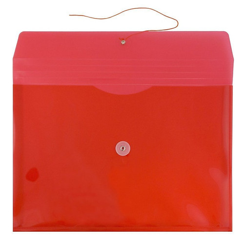 JAM Paper® Plastic Envelopes with Button and String Tie Closure, Legal Booklet, 9.75 x 14.5, Red, 12/Pack (219B1RE)