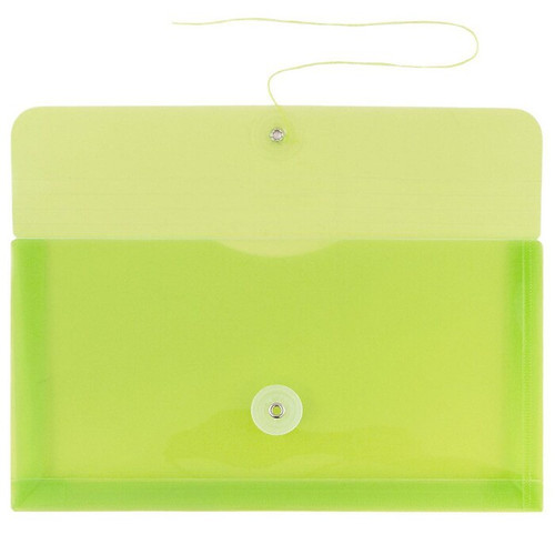 JAM Paper® Plastic Envelopes with Button and String Tie Closure, #10 Business Booklet, 5.25 x 10, Lime Green, 12/Pack (921B1LI)