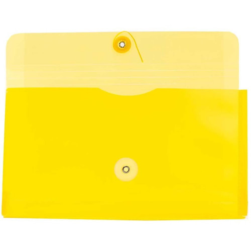 JAM Paper® Plastic Envelopes with Button and String Tie Closure, #10 Business Booklet, 5.25 x 10, Yellow, 12/Pack (921B1YE)