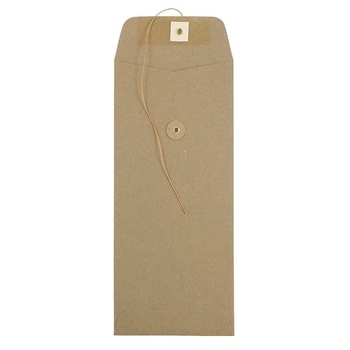 JAM Paper Button & String #10 Currency Envelope, 4 1/8" x 9 1/2", Brown Kraft Paper Bag, 50/Pack (41266941I)