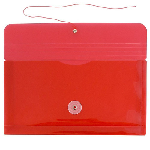 JAM Paper® Plastic Envelopes with Button and String Tie Closure, #10 Business Booklet, 5.25 x 10, Red, 12/Pack (921B1RE)