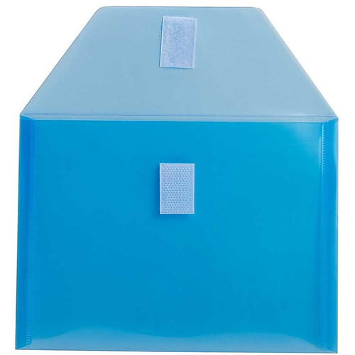 JAM Paper Plastic Envelopes with Hook & Loop Closure, Index Booklet, 5.5 x 7.5, Blue, 12/Pack (920V0BU)