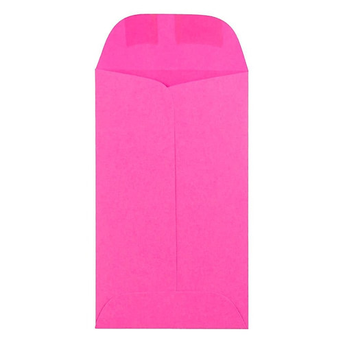 JAM Paper #3 Coin Business Colored Envelopes, 2.5 x 4.25, Ultra Fuchsia Pink, 100/Pack (356730535B)
