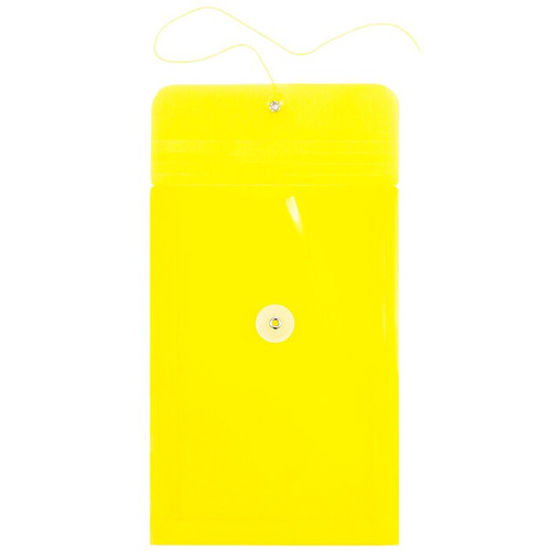 JAM Paper® Plastic Envelopes with Button and String Tie Closure, Open End, 6.25 x 9.25, Yellow, 12/Pack (472B1YE)