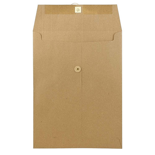 JAM Paper 9 x 12 Open End Catalog Envelopes with Button and String Closure, Brown Kraft Paper Bag, 25/Pack (312611142)