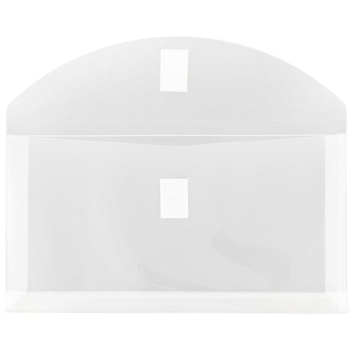 JAM Paper® Plastic Envelopes with Hook & Loop, #10 Booklet Wallet, 5.25 x 10 with 1 Inch Expansion, Clear, 12/Pack (921V1CL)