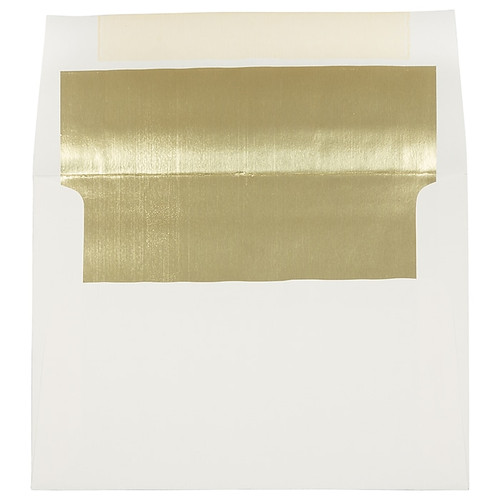 JAM Paper A7 Foil Lined Invitation Envelopes, 5.25 x 7.25, Ecru with Gold Foil, 50/Pack (2354150I)