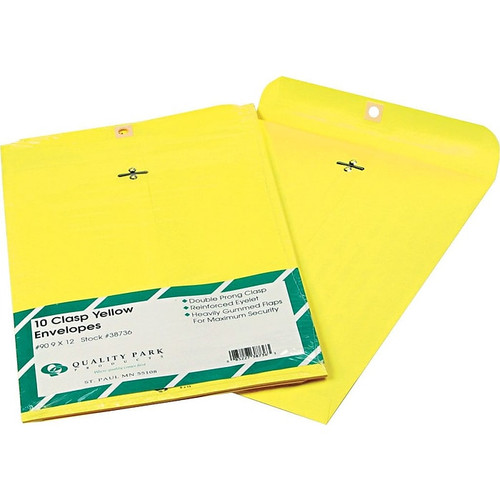 Quality Park 9" x 12" Yellow Clasp Envelopes, 10/Pack (65dd3773e8837636b11c03e9_ud)