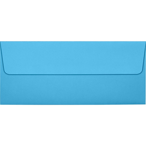 JAM Paper #10 Square Flap Envelopes, Peel & Press, 60lb, 4 1/8 x 9 1/2, Bright Blue, 50 Pack (5360-13-50)