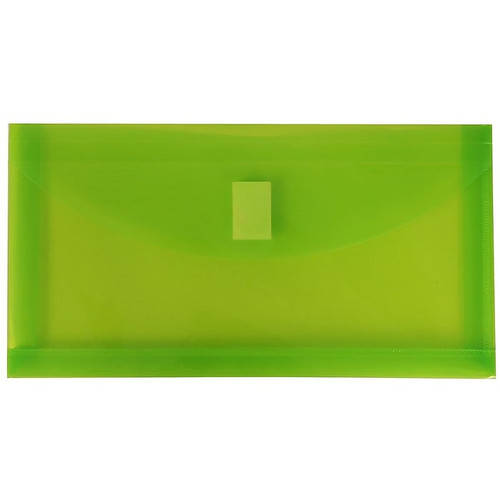 JAM Paper® Plastic Envelopes with Hook & Loop, #10 Booklet Wallet, 5.25 x 10 with 1 In Expansion, Lime Green, 12/Pack (921V1LI)