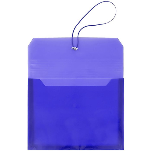 JAM Paper® Plastic Expanding Envelope, Elastic Closure, 9.75" x 13" w/ 2" Expansion, Blue (218E25BU)