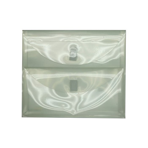 JAM Paper® 2 Pocket Plastic Envelope with Hook & Loop, Letter Booklet, 9.5 x 11.5, Clear, Sold Individually (B35218B)