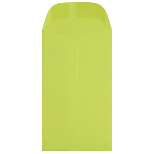 JAM Paper #3 Coin Business Colored Envelopes, 2.5 x 4.25, Ultra Lime Green, Bulk 500/Box (356730536H)