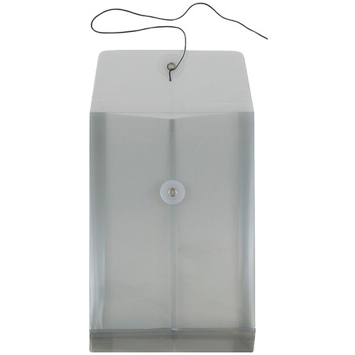 JAM Paper® Plastic Envelopes with Button and String Tie Closure, Open End, 6.25 x 9.25, Smoke Grey, 12/Pack (472B1SM)