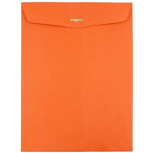 JAM Paper® 10 x 13 Open End Catalog Colored Envelopes with Clasp Closure, Orange Recycled, 10/Pack (913745B)