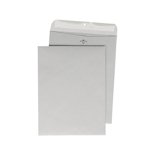 Quality Park Clasp & Moistenable Glue Catalog Envelopes, 12" x 15.5", Gray, 100/Box (QUA38610)