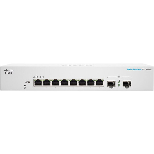 Cisco 220 8-Port Gigabit Ethernet Managed Switch, Silver (CBS2208FPE2GNA)