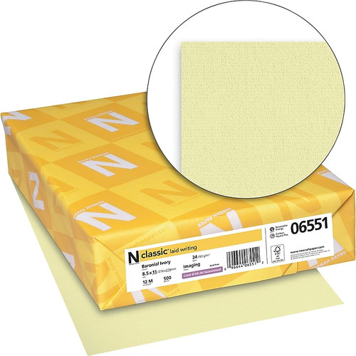 CLASSIC® Laid Writing Paper, 8 1/2" x 11" 24 lbs., Laid Finish, Baronial Ivory, 500/Ream (65dd3e30e8837636b11c3ac6_ud)