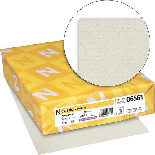 Neenah Paper Classic® 8 1/2" x 11" 24 lbs. Laid Writing Imaging Paper, Antique Gray, 500/Ream (65dd3e33e8837636b11c3b2e_ud)