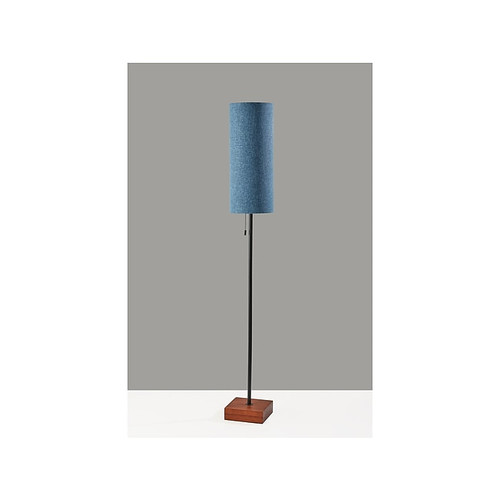 Adesso Trudy 62" Walnut Floor Lamp with Blue Drum Shade (1569-07)