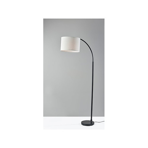 Simplee Adesso Jace 64" Matte Black Floor Lamp with Off-White Drum Shade (SL1145-01)