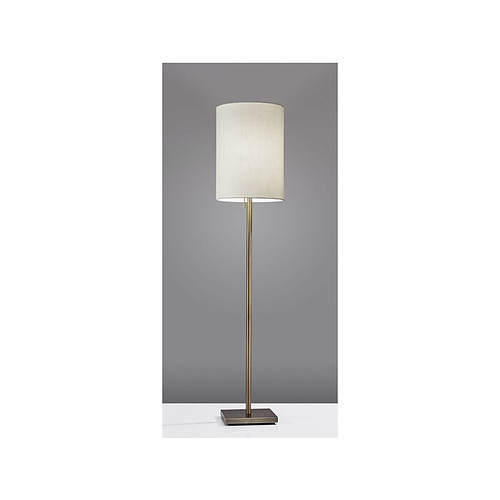 Adesso Liam 60.5" Antique Brass Floor Lamp with Light Beige Cylinder Shade (1547-21)