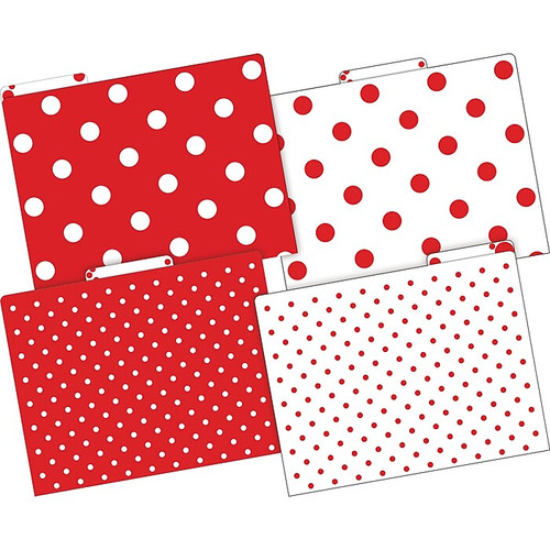 Barker Creek File Folder Set, 1/3-Cut Tab, Letter Size, Red & White Dot, 12/Pack (2009)