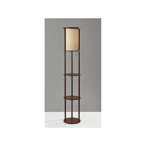 Adesso Stewart 62.5" Walnut Wood Floor Lamp with Cylindrical Off-White Shade (3117-15)