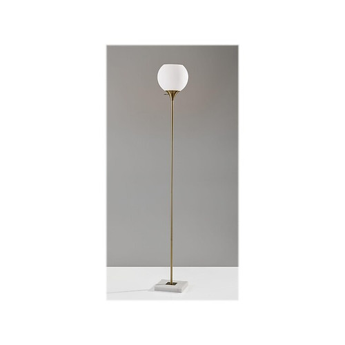 Adesso Fiona 71" Antique Brass/White Marble Floor Lamp with Round Shade (5179-21)