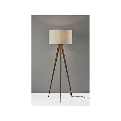 Adesso Director 60.25" Walnut Floor Lamp with Off-White Drum Shade (6424-15)
