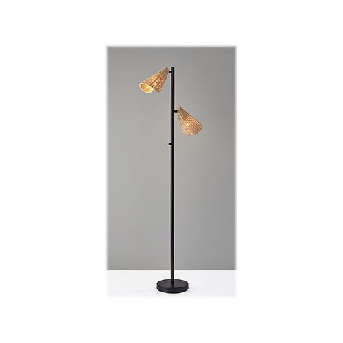 Adesso Cove 62.75" Matte Black Floor Lamp with 2 Irregular Shades (5114-01)