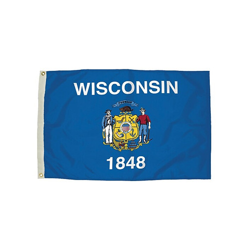 Independence Flag Nylon Wisconsin Flag with Heading and Grommets, 3x5 ft (FZ-2482051)