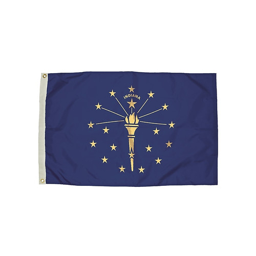 Flagzone Indiana Flag with Heading and Grommets, 3' x 5', Each (65dd3e71e8837636b11c3e0c_ud)