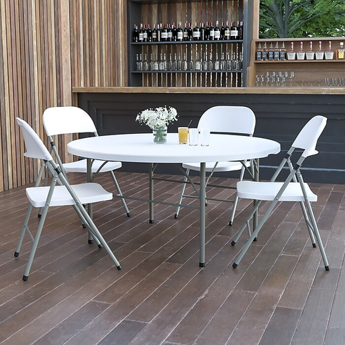 Flash Furniture Scarborough Folding Table, 60.5" x 60.5", White (DAD154Z)