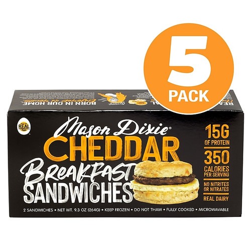 Mason Dixie Cheddar Breakfast Sandwich, 9.3oz, 5/Box (307-00387)