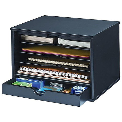 Victor Technology Midnight Collection 5-Compartment Wood File Organizer, Matte Black (4720-5_1)