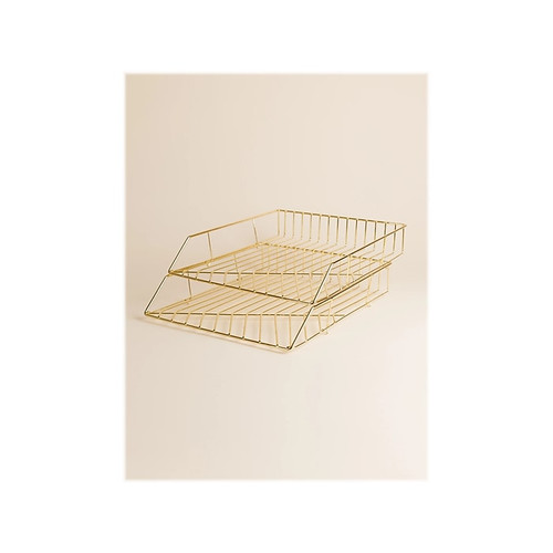 U Brands Vena Metal Wire Paper Tray, Gold (3233A03-12)