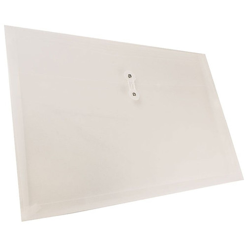 JAM Paper® Plastic Envelopes with Button and String Tie Closure, Large Booklet, 12 x 18, Clear, 12/Pack (457B1CL)