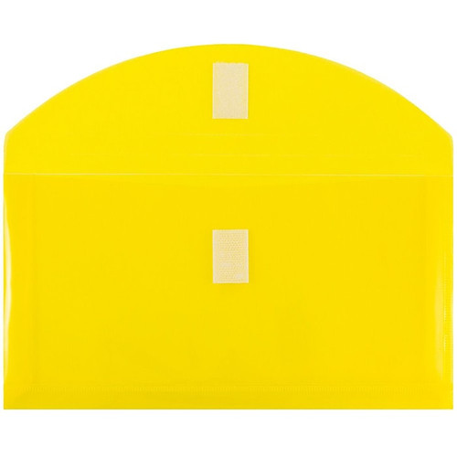 JAM Paper® Plastic Envelopes with Hook & Loop, #10 Booklet Wallet, 5.25 x 10 with 1 Inch Expansion, Yellow, 12/Pack (921V1ye)
