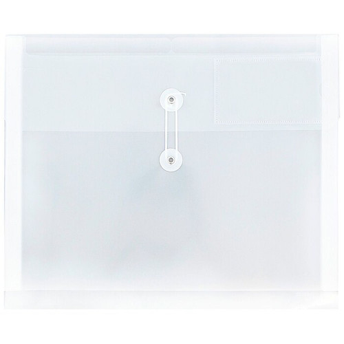 JAM Paper® Plastic Envelopes with Button and String Closure & 2 Dividers, Letter Booklet, 12.75 x 10.5, Clear, 12/Pack (JSF228)