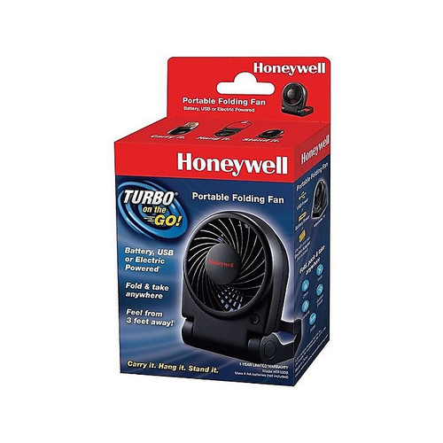 Honeywell Turbo on the Go 6.44"H 1 Speed Portable Fan, Black (HTF090B)