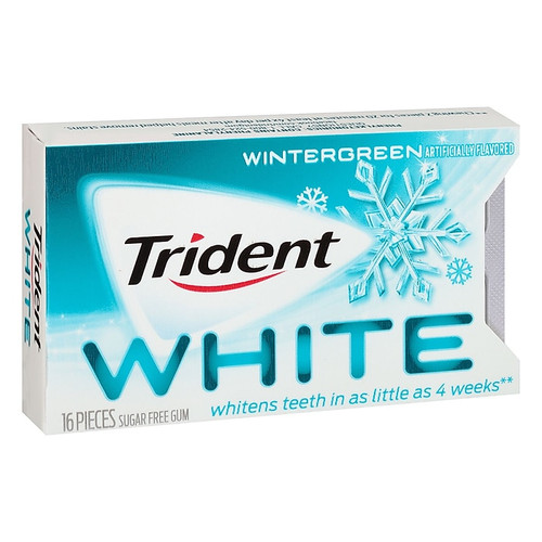 Trident White Sugar Free Wintergreen Gum, 16 Pieces/Pack, 9/Pack (209-02519)