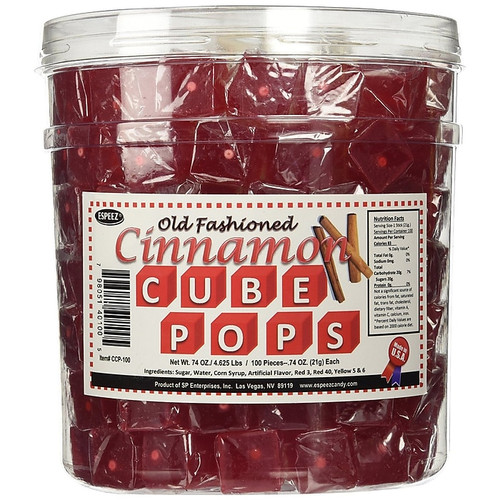 Cinnamon Cube Pops, .8 oz., 100 Lollipops/Tub (65dd433ee8837636b11c67e6_ud)