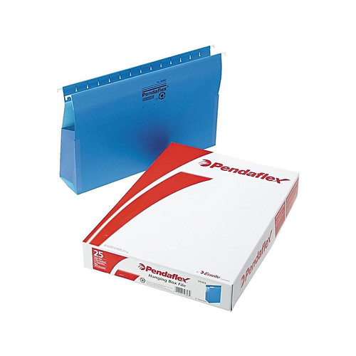 Pendaflex SureHook Reinforced Hanging File Folders with Box Bottom, 1/5-Cut Tab, Legal Size, Blue, 25/Box (PFX 59303)