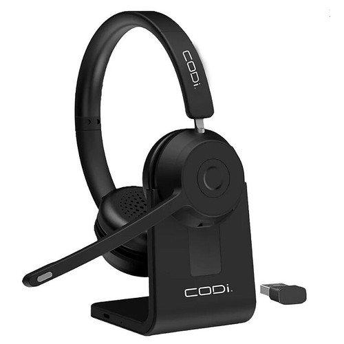 CODi Claro Bluetooth + Wireless Stereo Headset w/ Integrated AI-Powered ENC Microphone, Black (A04619)