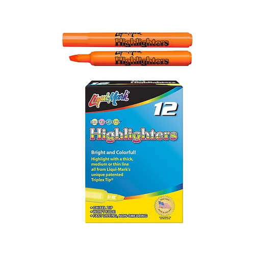 Liqui-Mark Tank Fluorescent Highlighter, Chisel Tip, Orange, Dozen (60625)